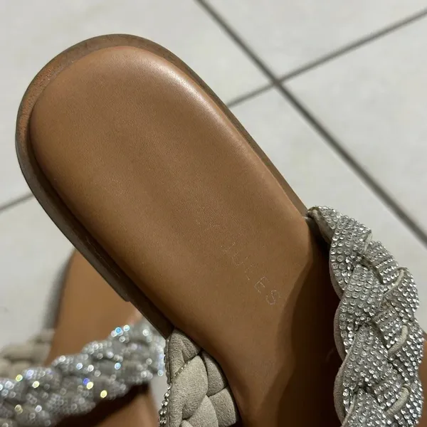 Sincerely Jules Women Silver Sparkle Rhinestone Slides Size 9.‎ - Image 4