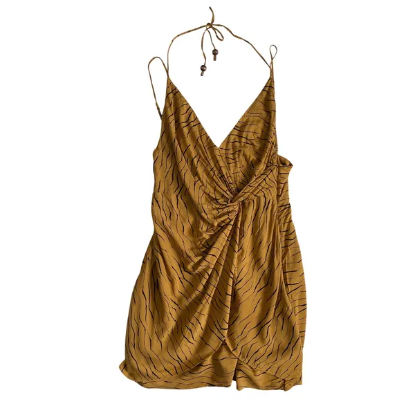 Urban‎ Outfitters Mustard Yellow Tiger Stripe Knot Front Mini Dress - M OB805863 - Image 4
