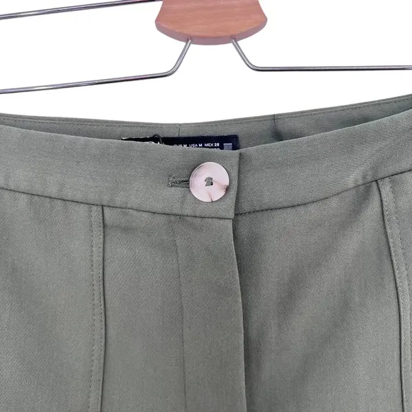 Zara Pants Trousers Straight Leg Turned Up Cuff Green Size Medium‎ - Image 5