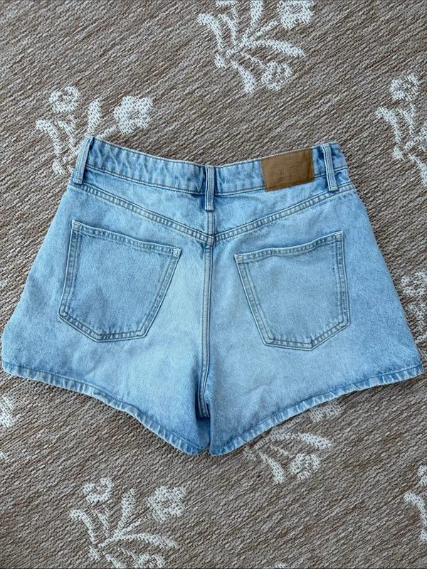Zara Light Blue High-Rise Denim Shorts - Image 3