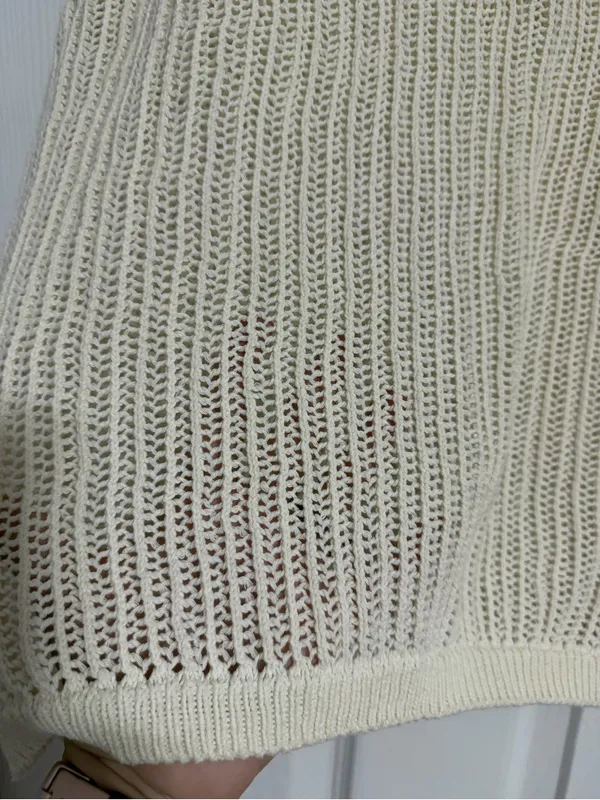 Zara cream open knit crochet vest women’s size XL boho fall cottagecore - Image 4