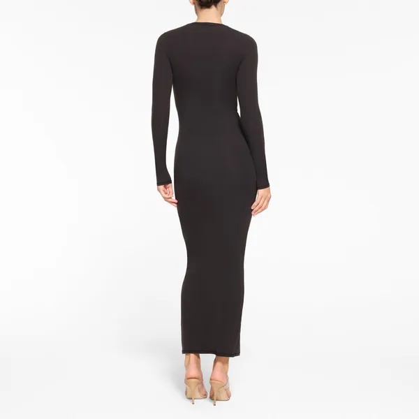 SKIMS Fits Everybody crew Neck long sleeve Dress, BLACK, Large , $88 - Image 2