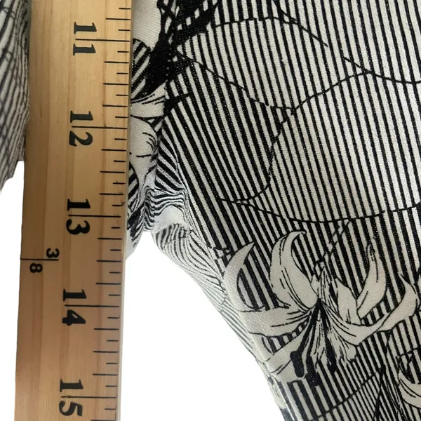Anthropologie Monteau M Linen Blend Floral Black White Wide Leg Pants Coastal‎ Lightweight - Image 10