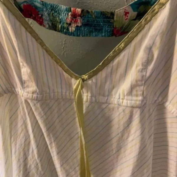 Vintage Free People white and green baby doll dress M - Image 4