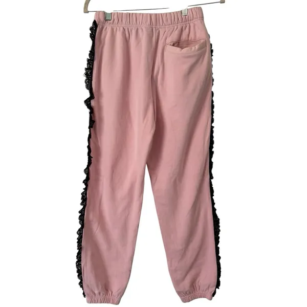 Teddy Fresh Pink Black Lace Jogger Sweatpants Women’s Size Small - Image 2
