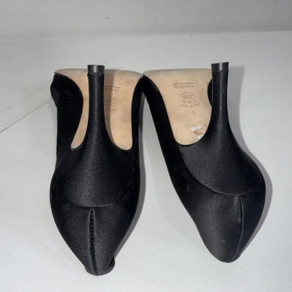 Butter For Diane B Satin Peep Toe Italian Black Minimalist Pumps‎ Heels Size 9 - Image 12