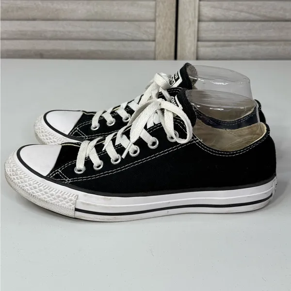 CONVERSE Chuck Taylor All Star Low Top Sneakers Black/White-W8/M6 - Image 3