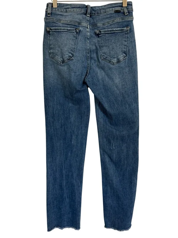 Risen High Rise Straight Leg Jeans Raw Hem Medium Wash Size Women’s Size 3/26 - Image 4