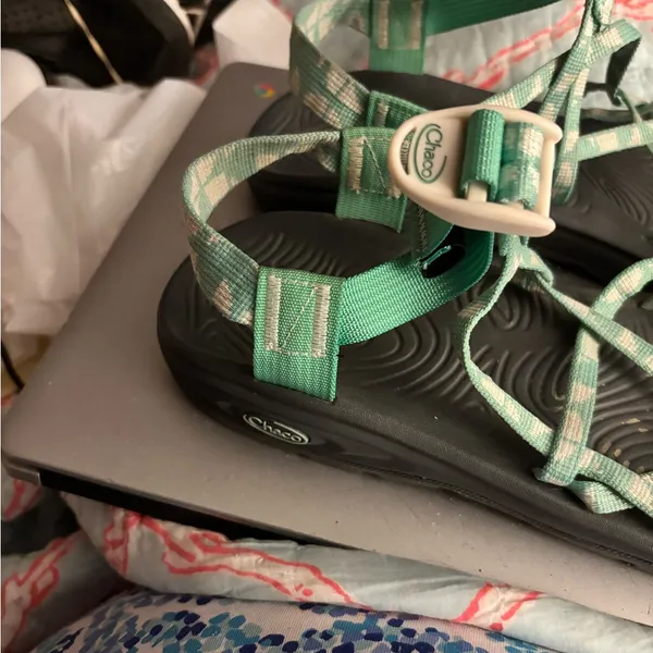 Chacos Sandals Womens Size 10 Active Strappy Green Geo Print Buckle Logo - Image 8