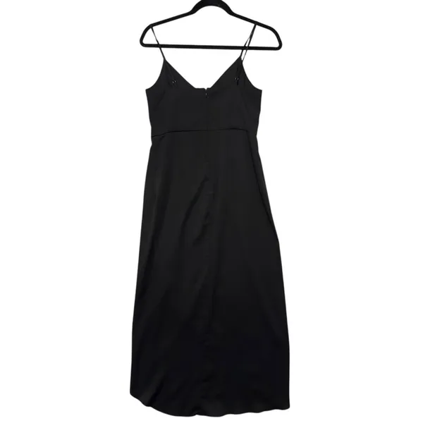 Lulus Black V Neck Spaghetti Strap Draped Midi evening Party elegant‎ Dress S - Image 6
