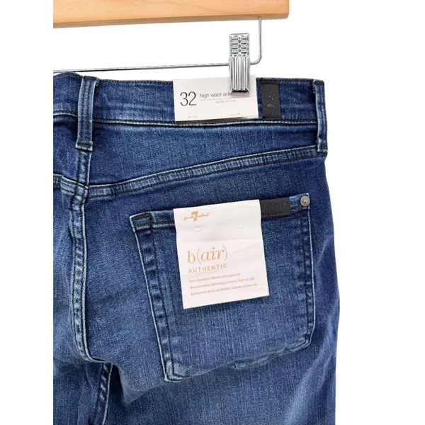 7 For All Mankind b(air) High Waist Ankle Skinny Jeans Blue Velvet Floral 32‎ - Image 6