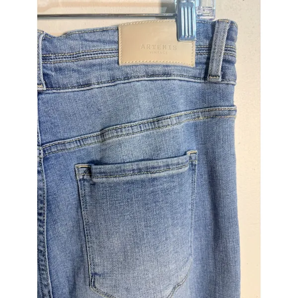 Artemis Vintage Flare Jeans 15/31 Light Wash Double Button High Rise Stretch‎ - Image 12