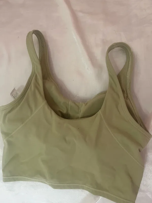 Workout Tank Sage Green Top Built-In Bra - Image 2