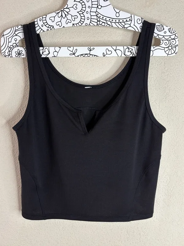 Lululemon Cropped Henley Tank Top Black size 4 - Image 2