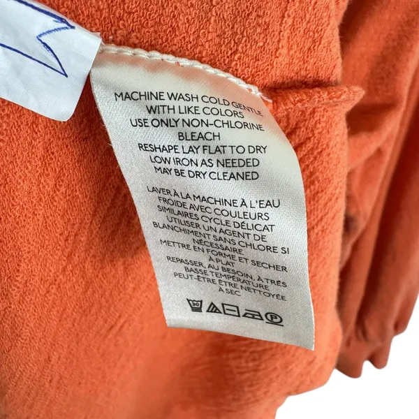 Pilcro By Anthropologie 100% Cotton Tangerine Baby Doll‎ Peplum Blouse Size M - Image 8