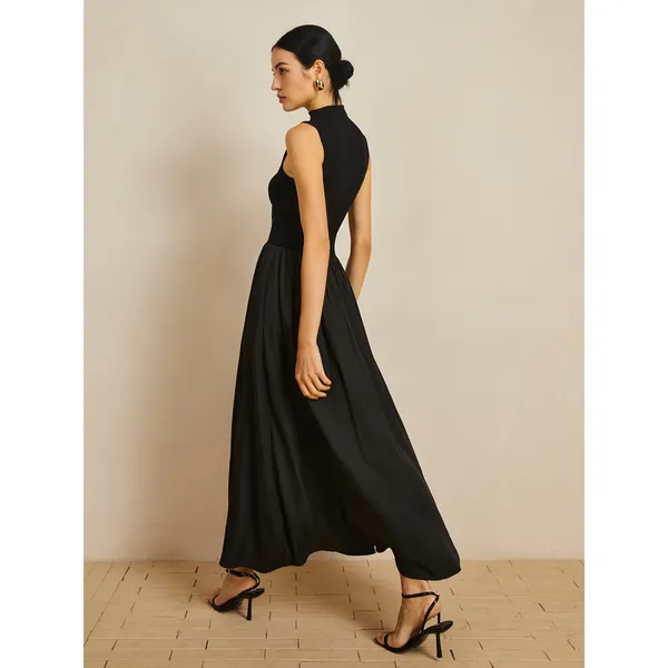 Commense Solid Black Minimalist Elegance Mock Neck Sleeveless Long Dress NWT XL - Image 3