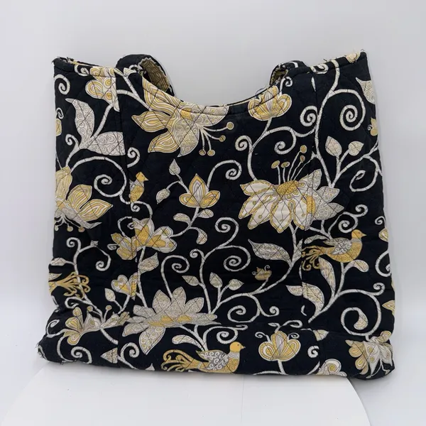 Vera Bradley Yellow Bird Tote Shoulder Bag Black Yellow Quilted Floral Purse - Image 2