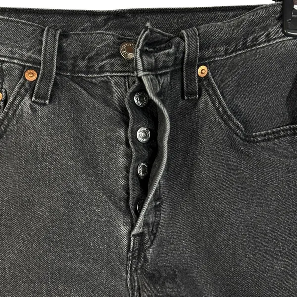 Levi’s 501 SZ W27 Jean Shorts Button-Fly Mid-Rise Frayed Hems Pockets Black Wash - Image 2