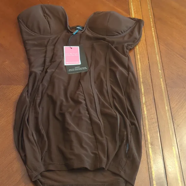 Pretty Little Thing strapless dress chocolate dress Size 14 - Image 2