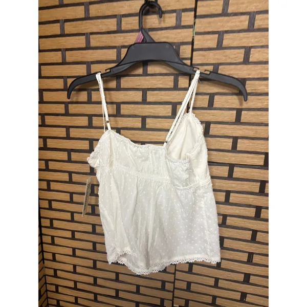 No Boundaries Cream Cotton Babydoll Cami with Crochet Trim Size‎ Small - Image 3