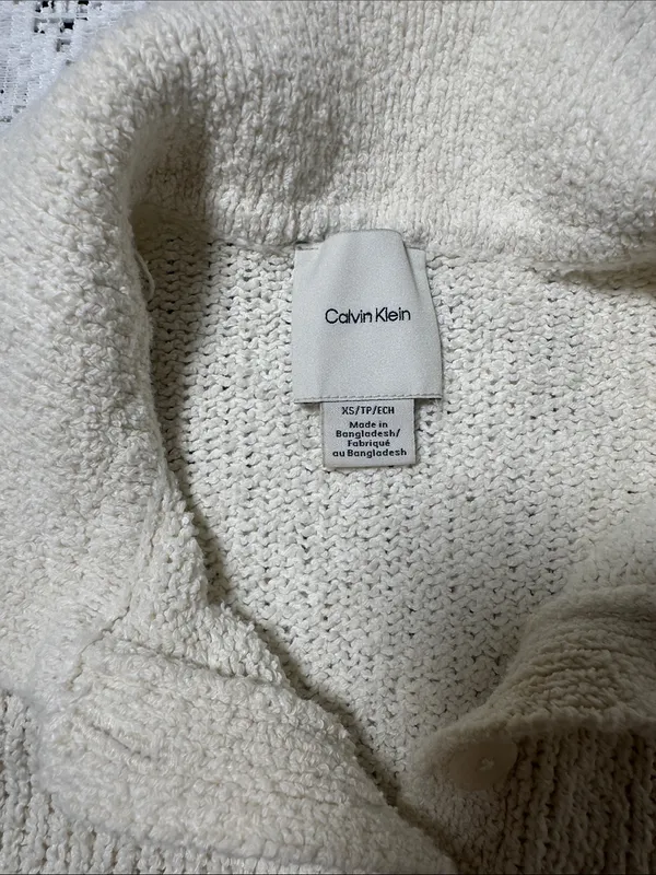 Calvin Klein Cream Short-Sleeve Turtleneck Polo‎ Sweater - Image 3