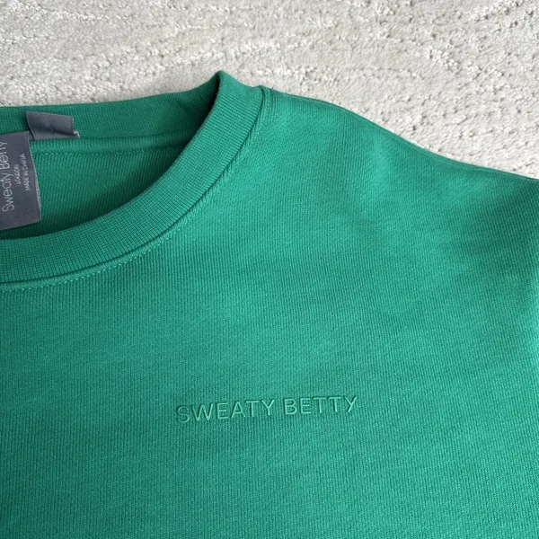 Women's Sweaty Betty Small Green Crewneck Pullover‎ Sweater Comfy Gym Casual - Image 3