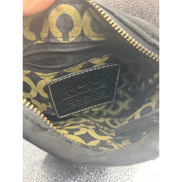 Coach Black Signature Jacquard Small Crossbody Bag Messenger‎ Front Zip Pocket - Image 9