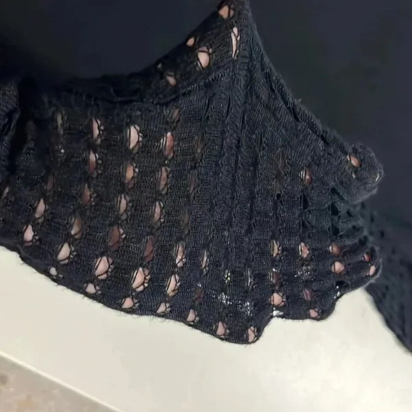 Bar III Imperfect black sweater dress crochet sleeves stretchy versatile‎ neutral fall m - Image 5