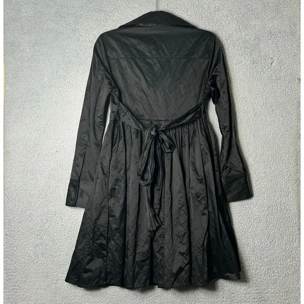Womens Dress S Black Long Sleeve Collared Witchy Dark Moody Mystical‎ Pleated - Image 2