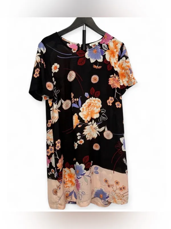 Daniel Rainn Women’s Black Floral Print Accents Short Sleeve Midi Dress Size M - Image 2