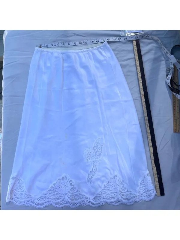 Wonder Maid White Half Slip With Lace Hem Non-Cling Size M Made In USA 21t - Image 2