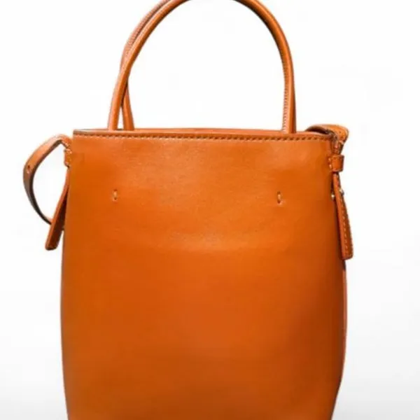 Chloé Sense Micro Tote Bag Caramel Brown Calfskin Leather Crossbody Bucket Purse - Image 2