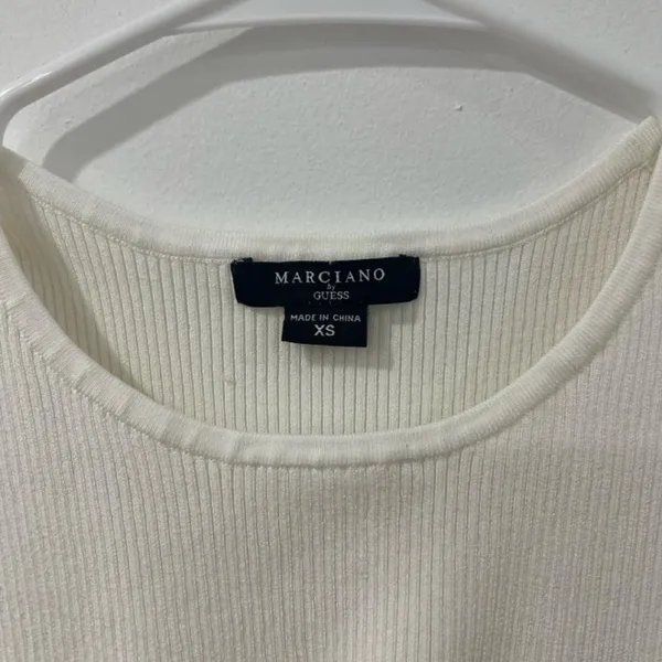 Marciano Guess White Ribbed Cutout Crop Top XS Y2K 2000s Minimalist - Image 2