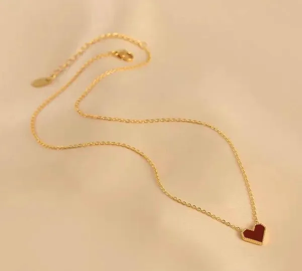 18K Gold Plated Red Heart Pendant Necklace for Women - Image 5