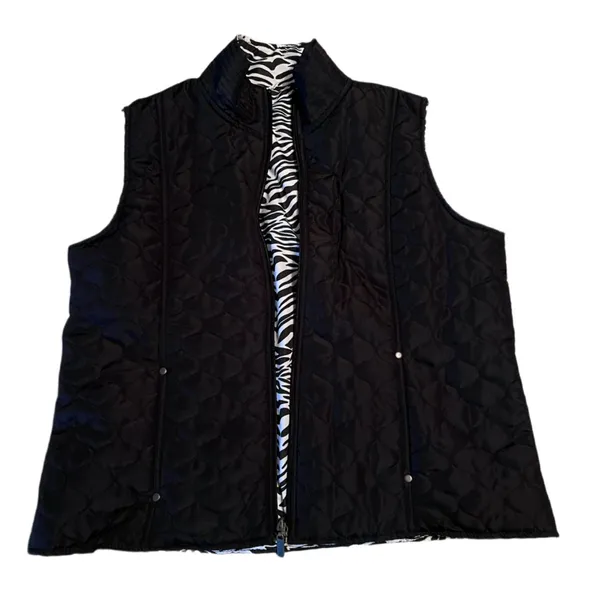 Women's REVERSIBLE zip up vest with pockets size M Black Size M - Image 4