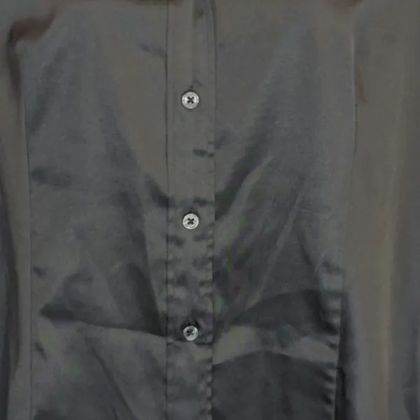 Vintage Polo Jeans Ralph Lauren Black Satin‎ Ruffle Cuff Blouse SMALL 90s y2k - Image 3