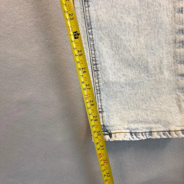 Cotton On 91 Slim Leg Acid Wash Jeans Light Blue Stretch Denim Size 34 - Image 8