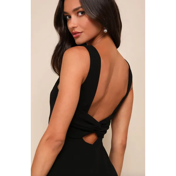 Lulus Love In Your Eyes Black Knotted Mermaid Maxi Dress Formal Medium NWT - Image 3