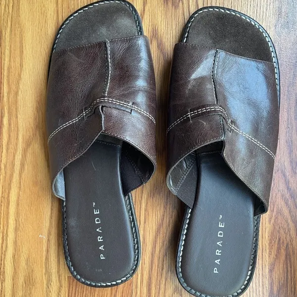 Parade leather Slip on Slippers Brown Size 10 - Image 3