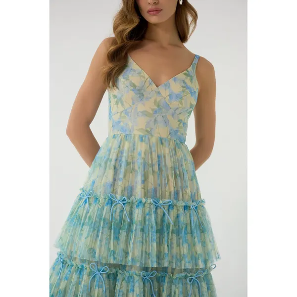 Hutch Madi Gown Watercolor Daffodil Tiered Tulle Maxi Dress NWT Size 2 - Image 4