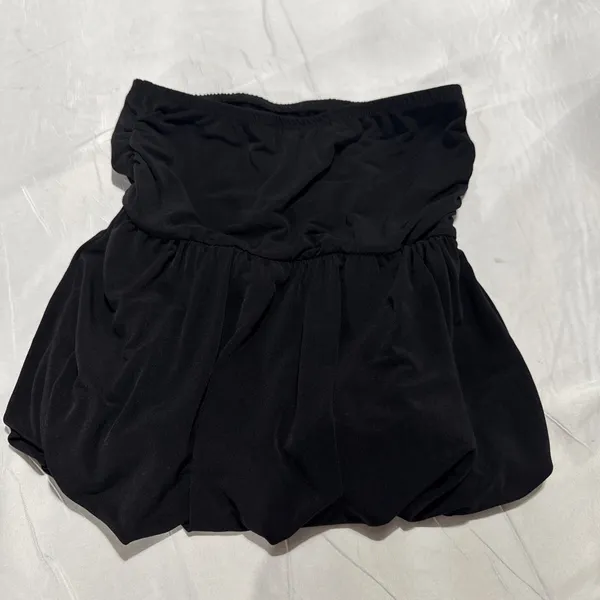 Just Polly NY Women's M Black Ruched Bubble Tube Top Strapless Stretch - Image 5
