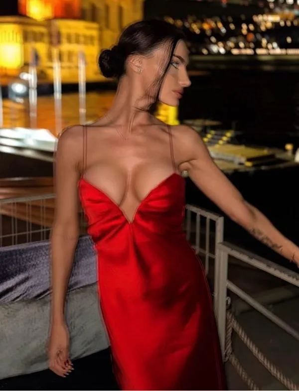 Zara maxi Red Evening Dress corset satin midi wedding party cocktail - Image 10