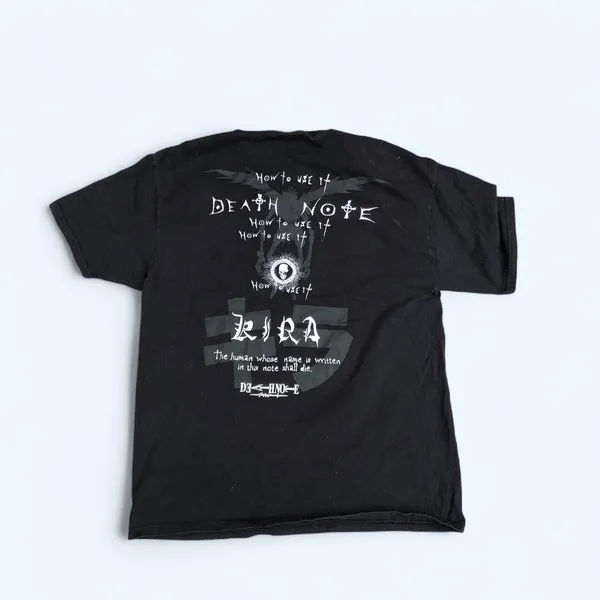 Y2K Goth Grunge Death Note Graphic T-Shirt Tee Top Emo Sz L Streetwear Black Ryuk Anime Tee Manga Japan Kira - Image 5