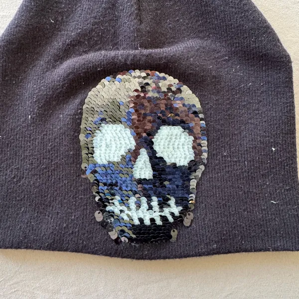 Reversible Beanie Skull Beanie Cap Black - Image 2