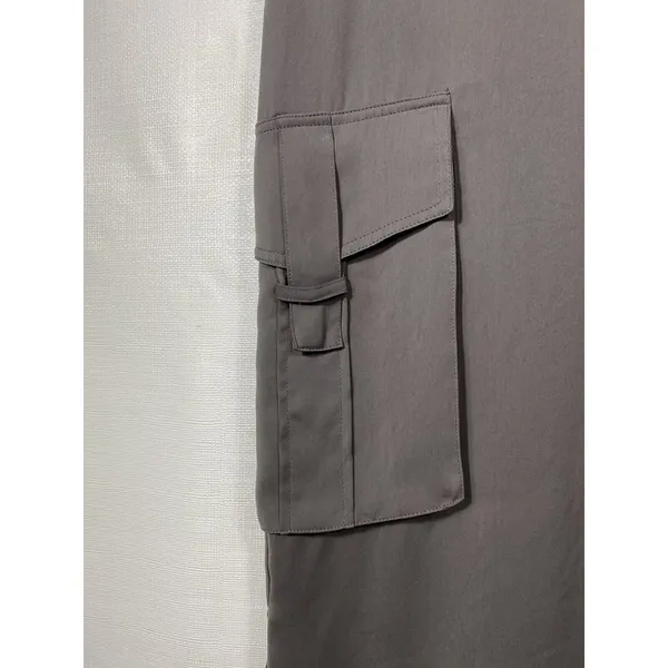 AllSaints Shirt Dress Sz 6 Gray Safari Pocket Sleeveless Japanese Cloth Utility‎ - Image 3