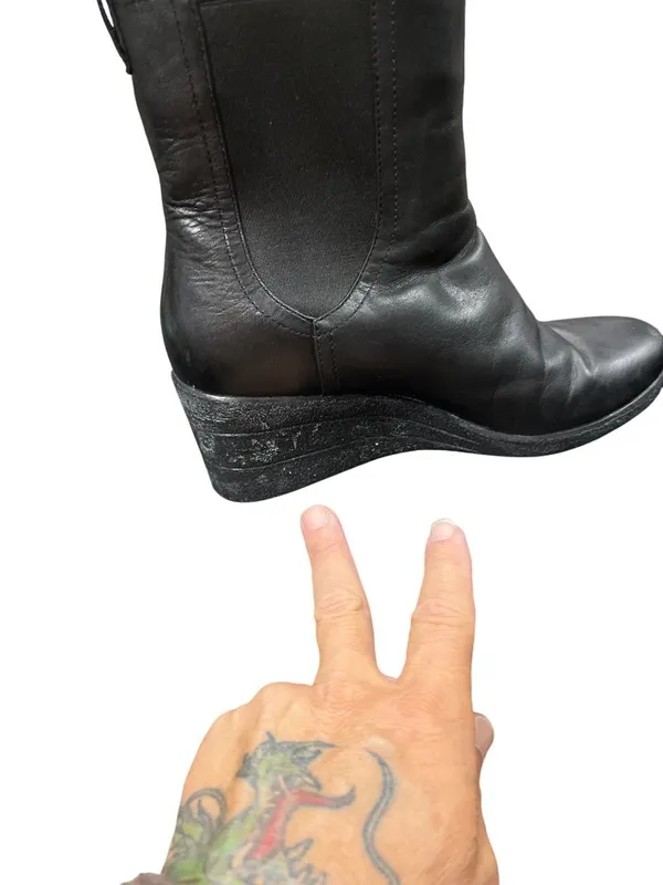 UGG Dupree wms black leather waterproof chelsea wedge ankle boots sz 8 SKU 10769 - Image 16