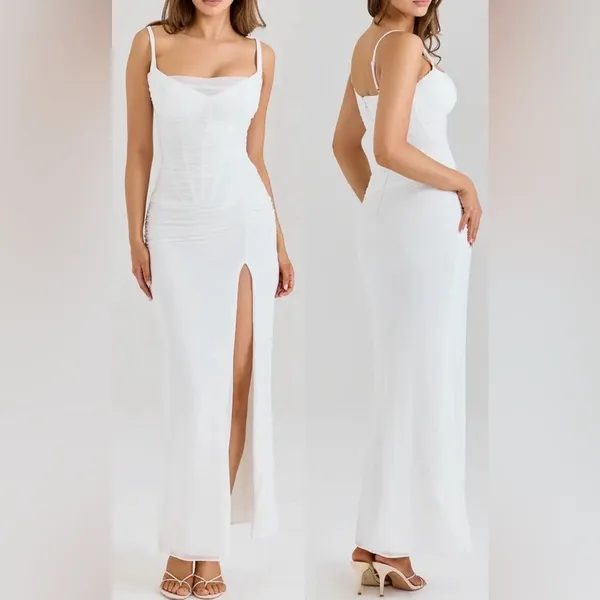 NWOT House of CB Lini Sleeveless white Mesh Maxi Dress Sz XS A-C - Image 2