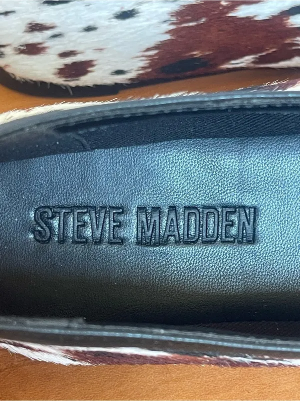 Steve Madden Leni Cow Print Hair Calf Flats Women's Sz 8.5 M Western Boho Shoes - Image 3
