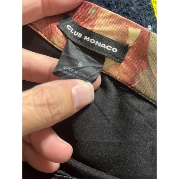 Club Monaco Women Black Floral Silk Blend A-Line Mini Skirt Size 8 00302159‎ - Image 5