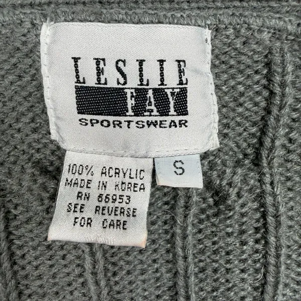 Leslie Fay Vintage 90s Academia S Sweater Vest Gray Cable Knit Double Breasted Preppy Retro - Image 5